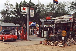 An old gas station, selling everything Route 66, except gas