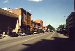 Looking down the road in Lincoln, Nebraska